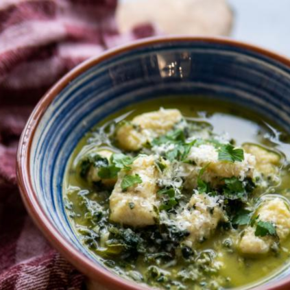 Easy Gnocchi With Kale Broth & Cais Na Tire (Irish Hard Parmesan Esque Cheese)