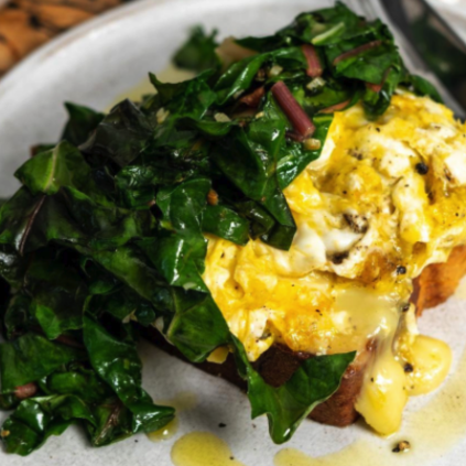 Fumbally Eggs On Brioche With Wilted Chard