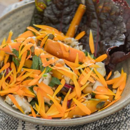 Roasted Carrots With Wild Rice And Chickpeas