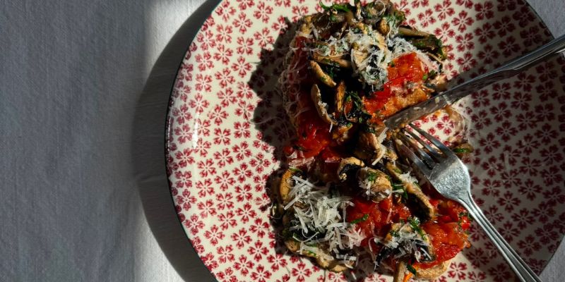 Jammy Tomatoes and Sautéed Mushrooms on Sourdough