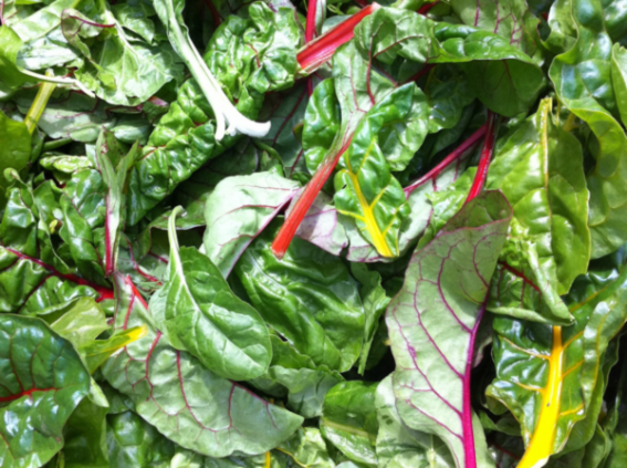 A pile of rainbow chard