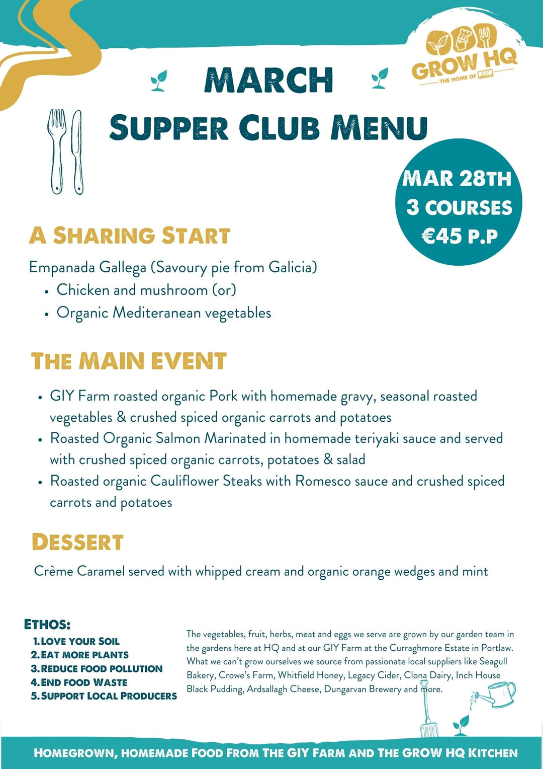 Monthly Supper Club - Farm to Long Table