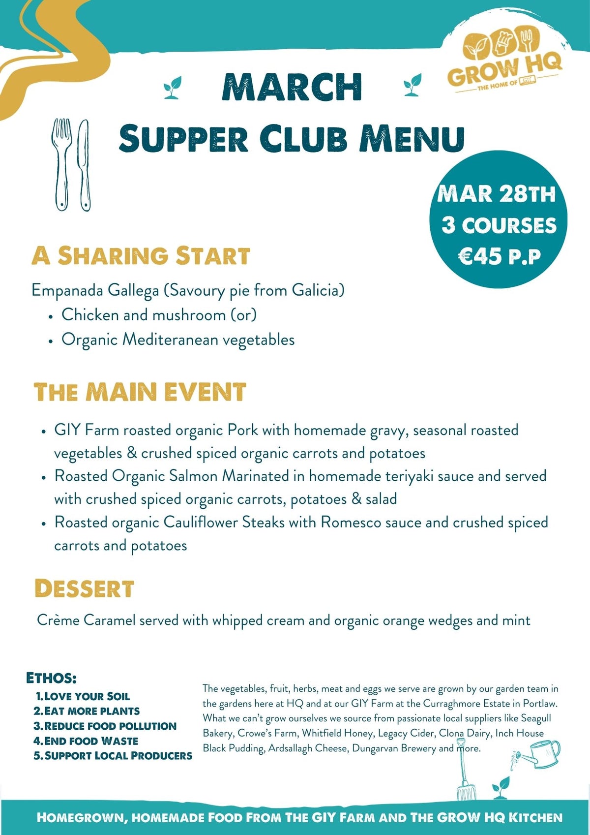Monthly Supper Club - Farm to Long Table